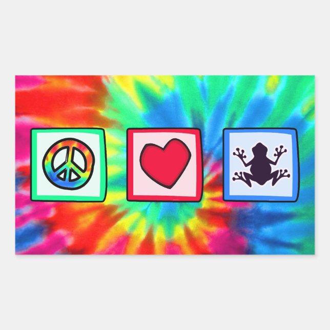 Sticker Rectangulaire Paix, Amour, Grenouilles (Devant)