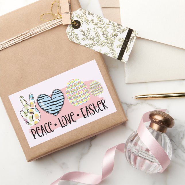 Sticker Rectangulaire Paix Amour Pâques (Cadeaux)