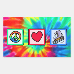 Sticker Rectangulaire Paix, Amour, Patinage sur glace
