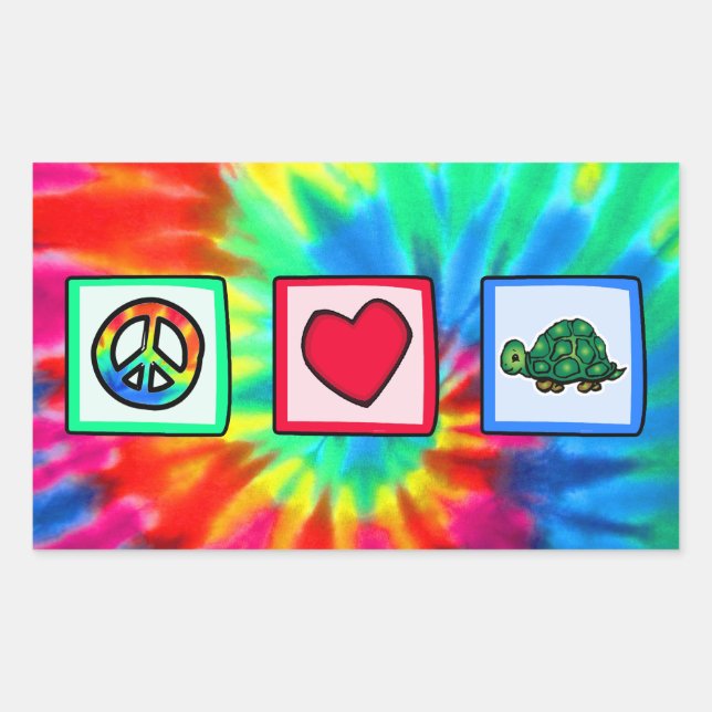 Sticker Rectangulaire Paix, Amour, Tortues (Devant)