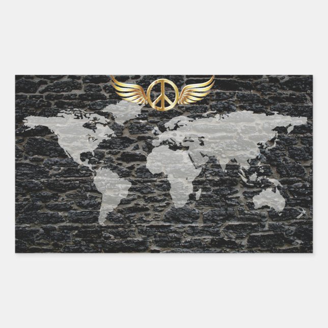 Sticker Rectangulaire Paix mondiale (Devant)