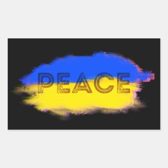 Sticker Rectangulaire PAIX pour l'Ukraine Anti-guerre ukrainienne Pas de (Devant)