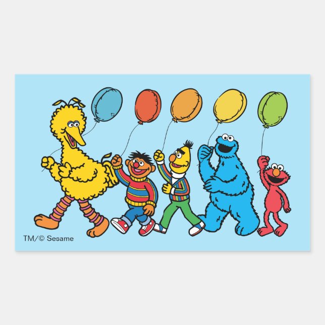 Sticker Rectangulaire Pal de rue Sésame | Ballons de parti (Devant)