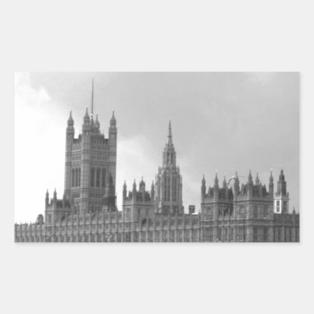 Sticker Rectangulaire Palais blanc noir de Westminster (Devant)