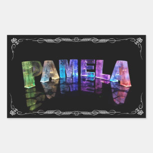 Sticker Rectangulaire Pamela - Le nom Pamela en lumières 3D (Photo