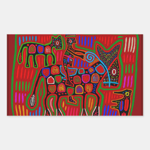 Sticker Rectangulaire Panama Mola - Sauvez une balade à cheval sur un co