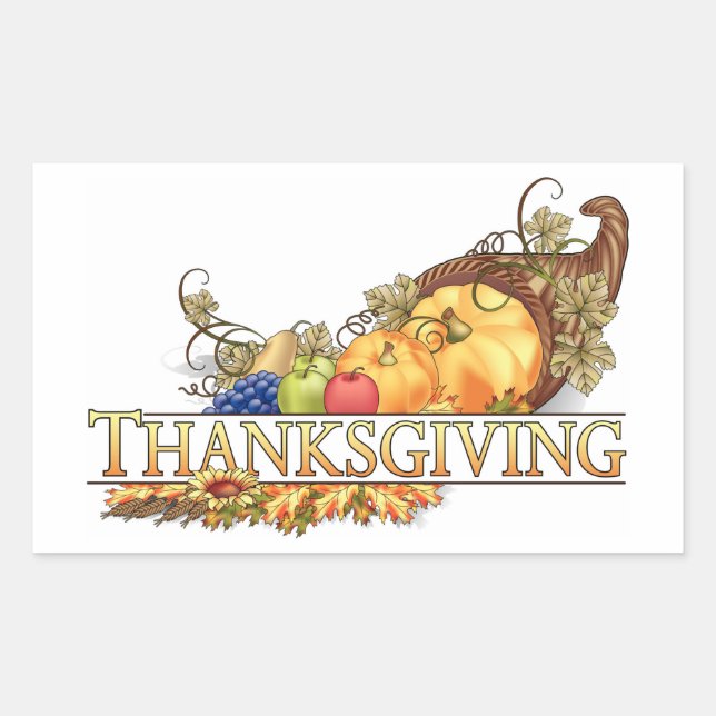 Sticker Rectangulaire Panier de récolte d'automne de Thanksgiving (Devant)