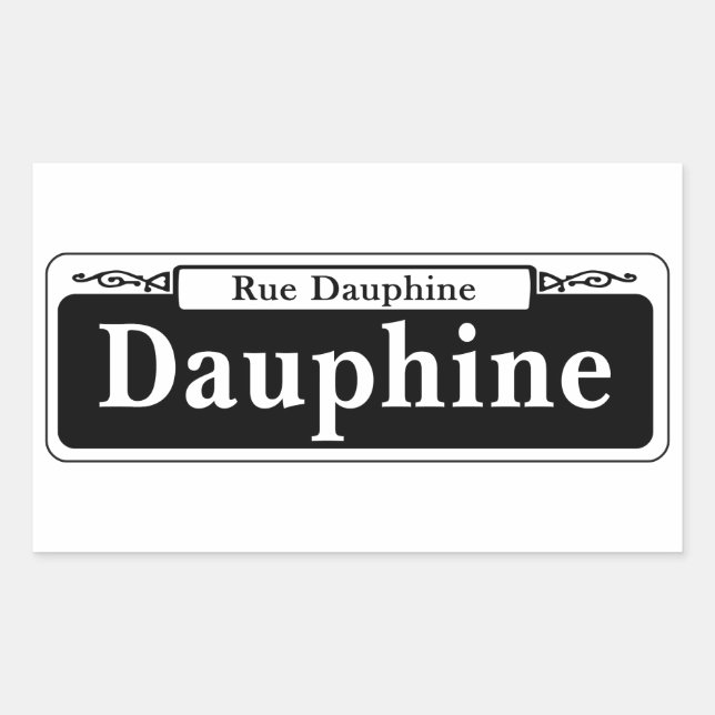 Sticker Rectangulaire Panneau de la rue Dauphine, Nouvelle-Orléans (Devant)