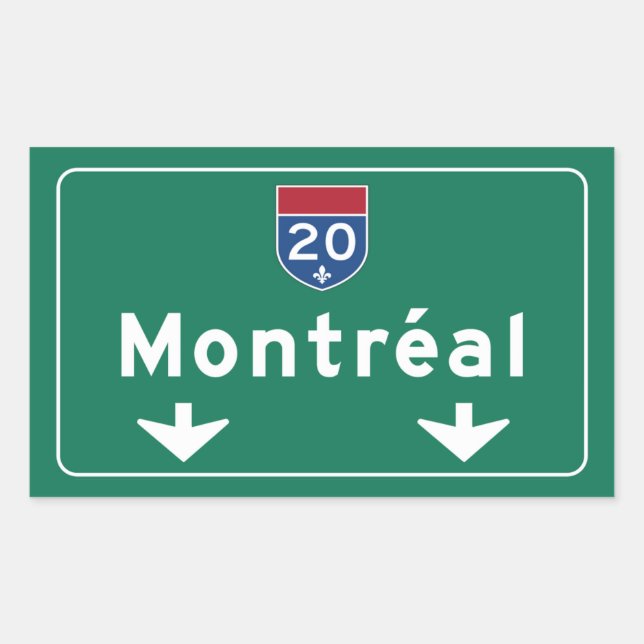 Sticker Rectangulaire Panneau routier de Montréal, Canada (Devant)