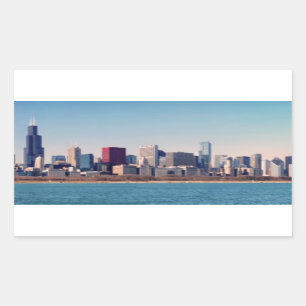 Sticker Rectangulaire Panorama de l'horizon de Chicago