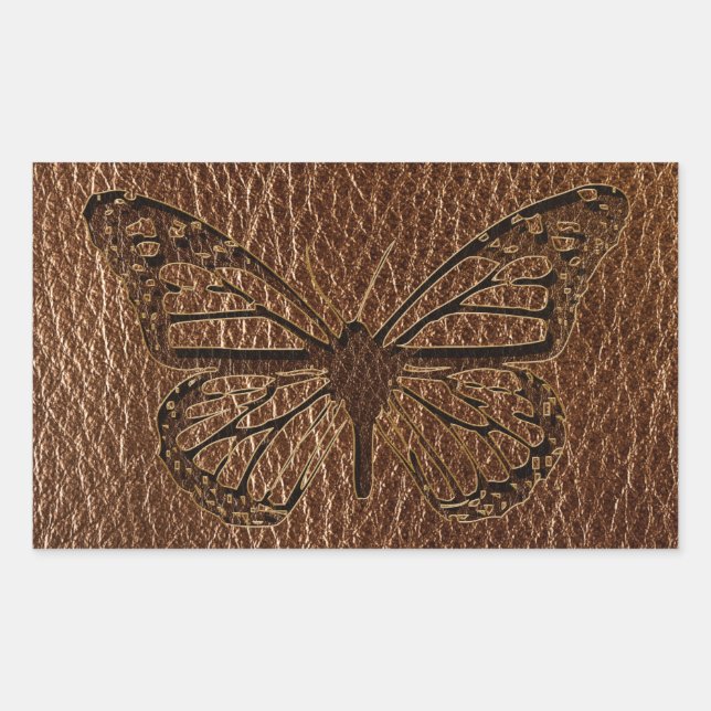 Sticker Rectangulaire Papillon en cuir (Devant)