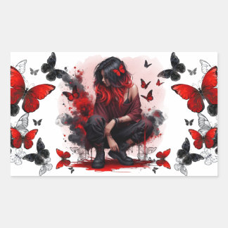 Sticker Rectangulaire Papillons gothiques & fantaisie féminine