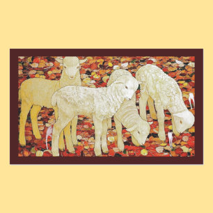 Sticker Rectangulaire Pâques Animaux Mignons Vintage