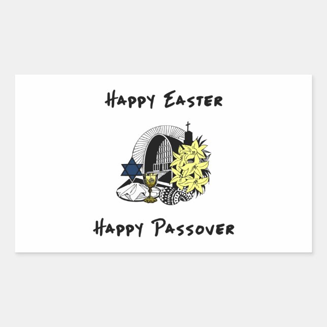 Sticker Rectangulaire Pâques et Pâques interconfessionnelles joyeuses (Devant)