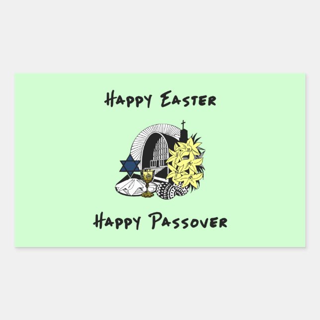Sticker Rectangulaire Pâques et Pâques interconfessionnelles joyeuses (Devant)