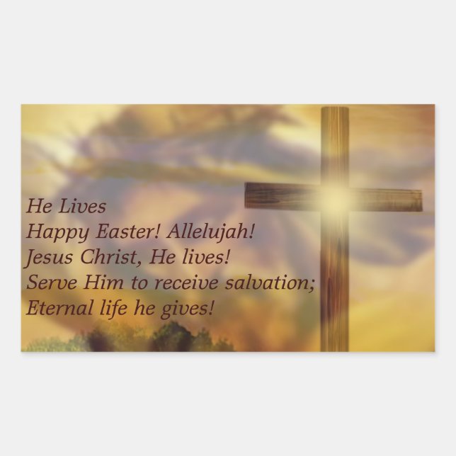Sticker Rectangulaire Pâques - Jésus religieux et or Crusifix (Devant)