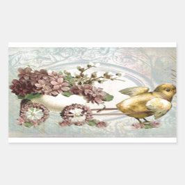 Sticker Rectangulaire Pâques panier plein de Lilacs