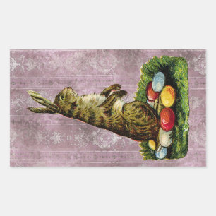 Sticker Rectangulaire Pâques vintage