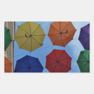 Sticker Rectangulaire Parapluies colorés
