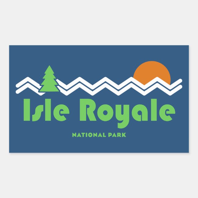 Sticker Rectangulaire Parc national de l'Isle Royale Rétro (Devant)