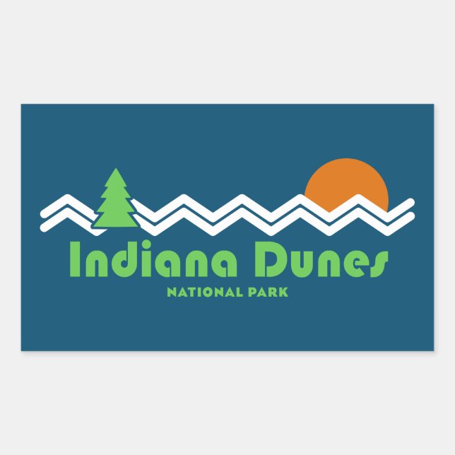 Sticker Rectangulaire Parc national des Dunes de l'Indiana Rétro (Devant)