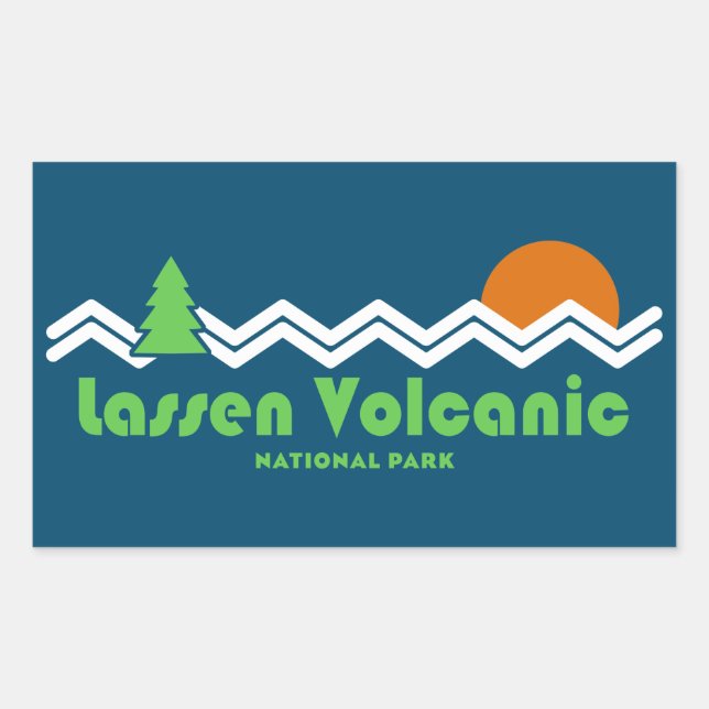 Sticker Rectangulaire Parc national volcanique de Lassen Rétro (Devant)