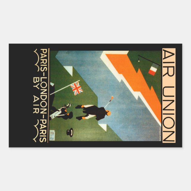 Sticker Rectangulaire Paris - Londres - Paris par Air (Devant)