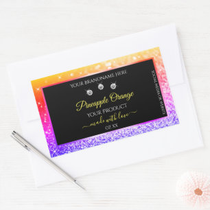 Sticker Rectangulaire Parties scintillant arc-en-ciel coloré et Étiquett