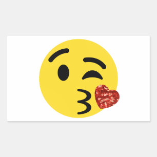 Sticker Rectangulaire parties scintillant baiser émoji