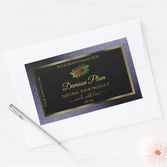 Sticker Rectangulaire Parties scintillant Bleu foncé Black Gold Étiquett (Enveloppe)