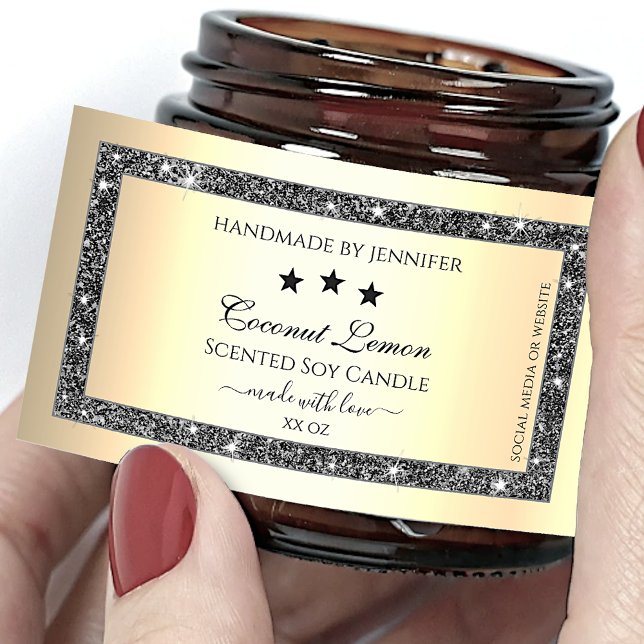 Sticker Rectangulaire Parties scintillant d'argent brillant effet or Éti (Créateur téléchargé)