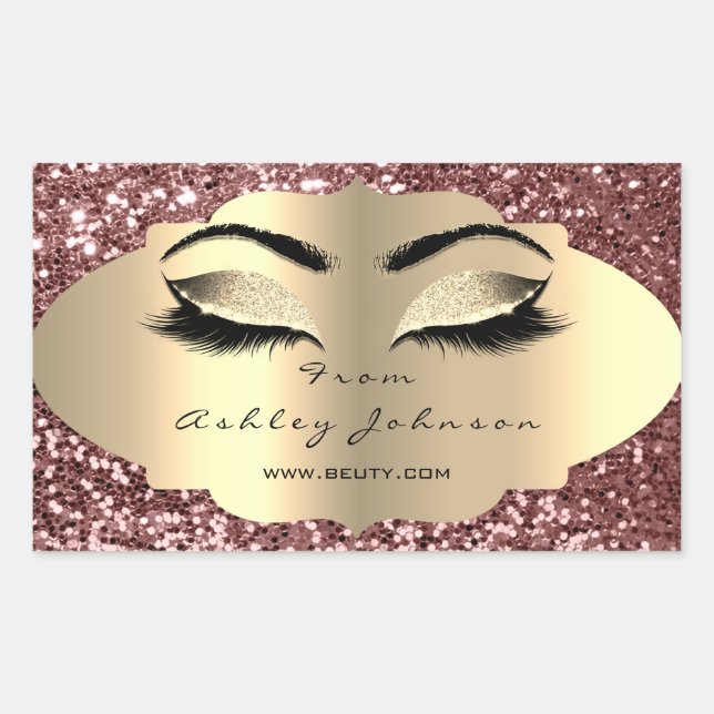 Sticker Rectangulaire Parties scintillant d'étincelle de beauté Rose or  (Devant)