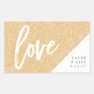 Sticker Rectangulaire Parties scintillant d'or Mini Champagne, Mini Vin,