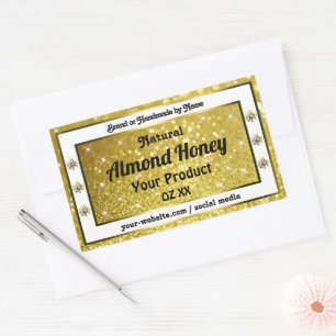 Sticker Rectangulaire Parties scintillant d'or Stars Sparkle Diamonds Ét