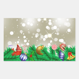 Sticker Rectangulaire Parties scintillant d'ornement de Noël