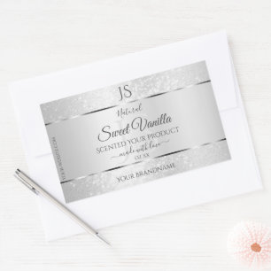 Sticker Rectangulaire Parties scintillant douce en argent clair Étiquett