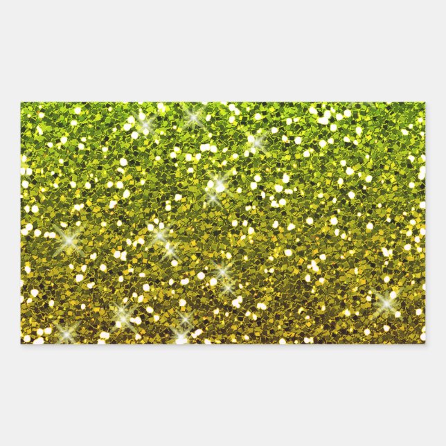 Sticker Rectangulaire Parties scintillant en or vert clair chatoyantes (Devant)