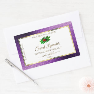 Sticker Rectangulaire Parties scintillant Faux Métallurgiques Violet Éti