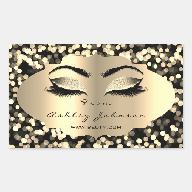 Sticker Rectangulaire Parties scintillant Gold Lash Eyes De Black Confet (Devant)