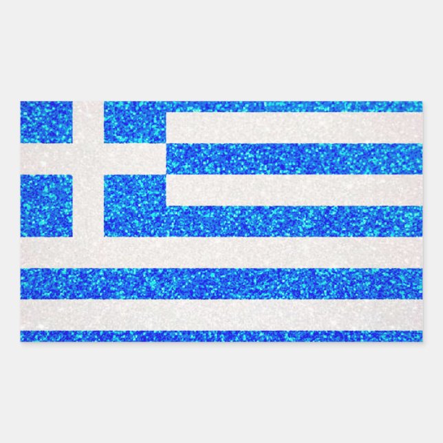 Sticker Rectangulaire Parties scintillant Grèce drapeau rectangle sticke (Devant)