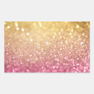 Sticker Rectangulaire parties scintillant rose et or