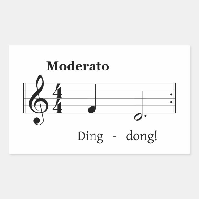 Sticker Rectangulaire Partition musicale pour Doorbell Sound Accueil hum (Devant)