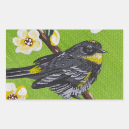 Sticker Rectangulaire Paruline à gorge jaune ~ Printemps