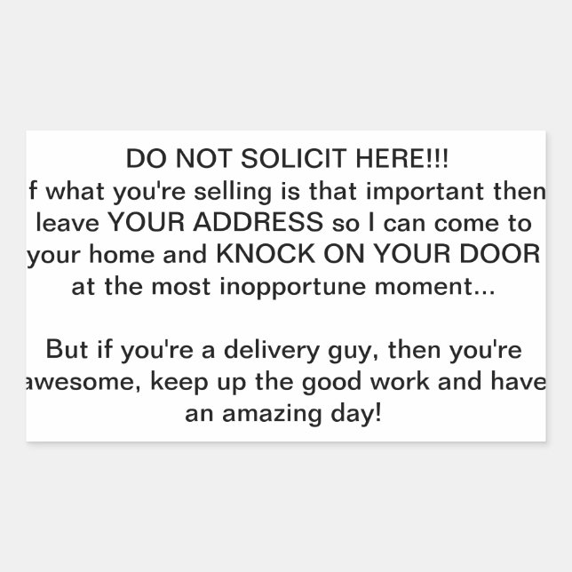 Sticker Rectangulaire pas de sollicitation (Devant)