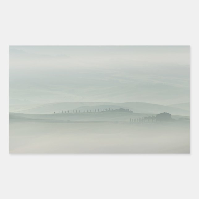 Sticker Rectangulaire Pastel matin dans la brouillard toscane (Devant)