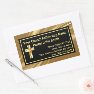 Sticker Rectangulaire Pasteur Eglise Elegant Or Et Noir