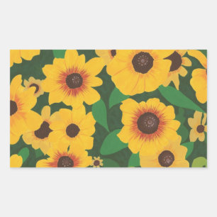 Sticker Rectangulaire Patch of Yellow Sunflowers Peinture sur autocollan