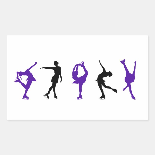 Sticker Rectangulaire Patinage artistique - violet et noir (Devant)
