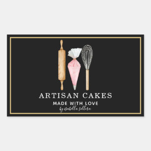 Sticker Rectangulaire Pâtisserie Chef Cuisine Ustensiles de cuisine Étiq