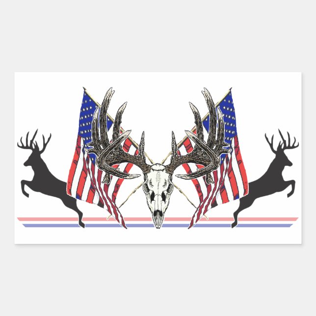 Sticker Rectangulaire Patriotic Whitetail (Devant)